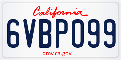 CA license plate 6VBP099