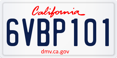 CA license plate 6VBP101