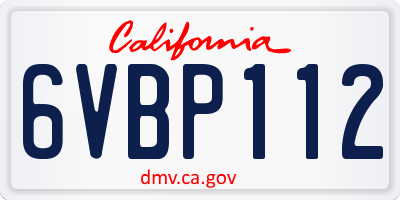 CA license plate 6VBP112