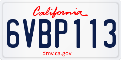 CA license plate 6VBP113