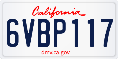 CA license plate 6VBP117