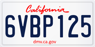 CA license plate 6VBP125
