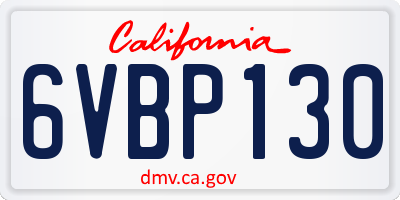 CA license plate 6VBP130