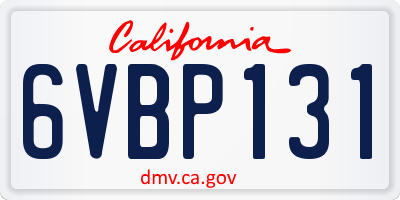 CA license plate 6VBP131