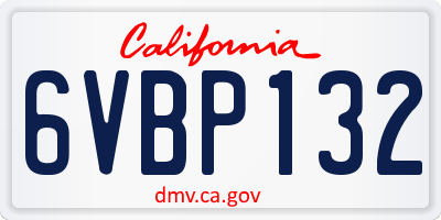 CA license plate 6VBP132