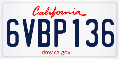 CA license plate 6VBP136