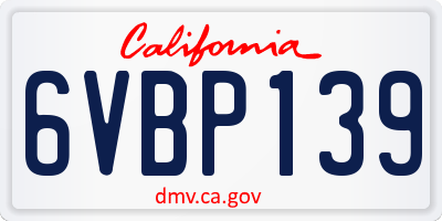 CA license plate 6VBP139