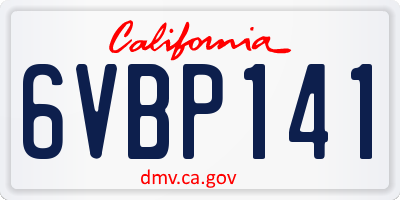 CA license plate 6VBP141