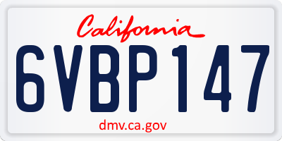 CA license plate 6VBP147