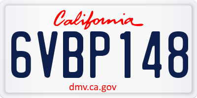 CA license plate 6VBP148
