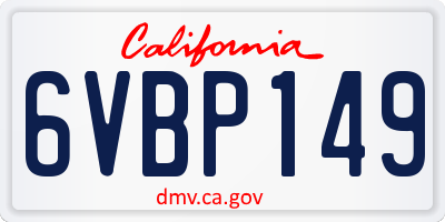CA license plate 6VBP149