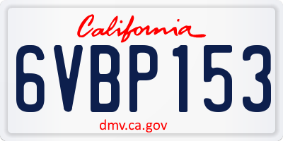 CA license plate 6VBP153