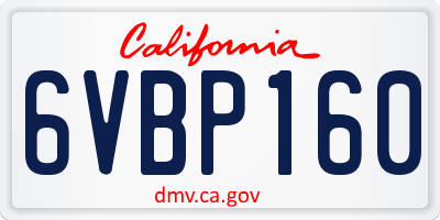 CA license plate 6VBP160