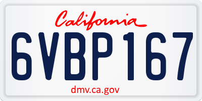 CA license plate 6VBP167