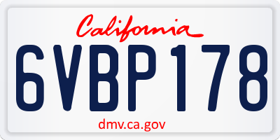 CA license plate 6VBP178
