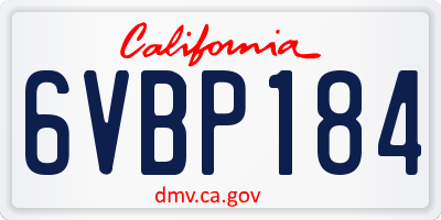 CA license plate 6VBP184