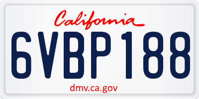 CA license plate 6VBP188