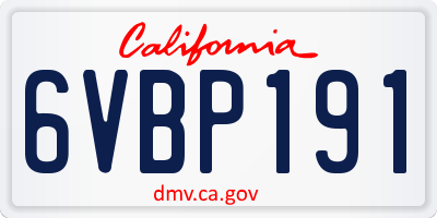 CA license plate 6VBP191