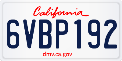 CA license plate 6VBP192