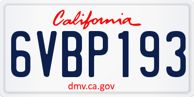 CA license plate 6VBP193