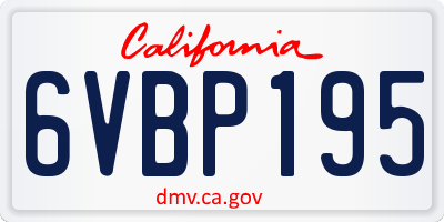 CA license plate 6VBP195