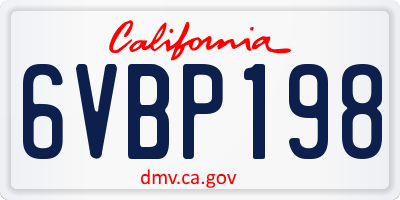 CA license plate 6VBP198
