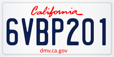 CA license plate 6VBP201