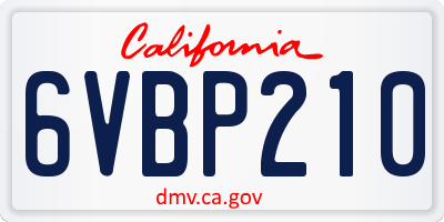 CA license plate 6VBP210