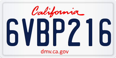 CA license plate 6VBP216