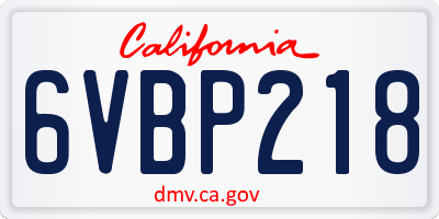 CA license plate 6VBP218