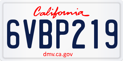 CA license plate 6VBP219