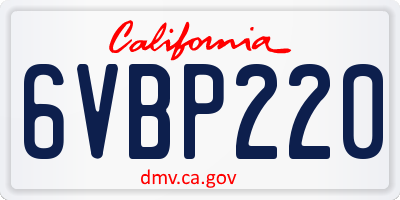 CA license plate 6VBP220