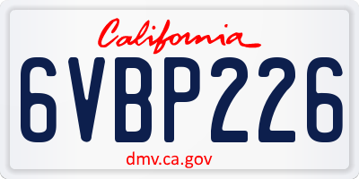 CA license plate 6VBP226