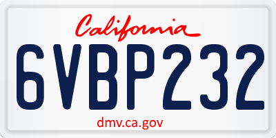 CA license plate 6VBP232
