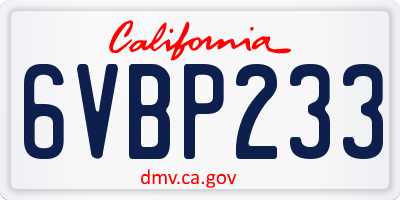 CA license plate 6VBP233