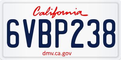 CA license plate 6VBP238