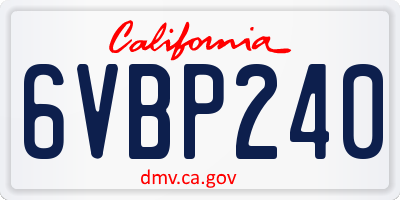 CA license plate 6VBP240