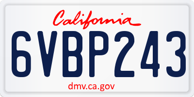 CA license plate 6VBP243