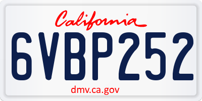 CA license plate 6VBP252