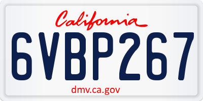 CA license plate 6VBP267