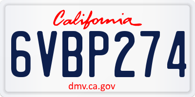 CA license plate 6VBP274