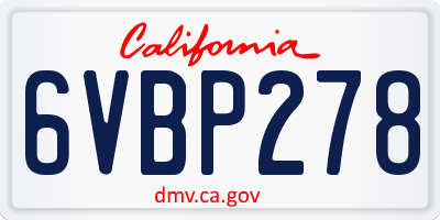 CA license plate 6VBP278