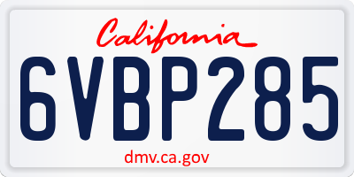 CA license plate 6VBP285