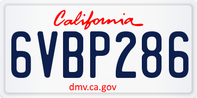 CA license plate 6VBP286
