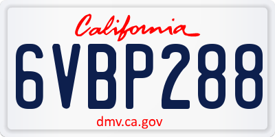 CA license plate 6VBP288