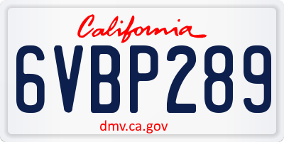 CA license plate 6VBP289