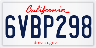 CA license plate 6VBP298