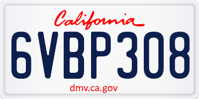 CA license plate 6VBP308