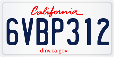 CA license plate 6VBP312