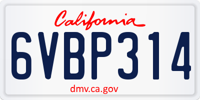 CA license plate 6VBP314
